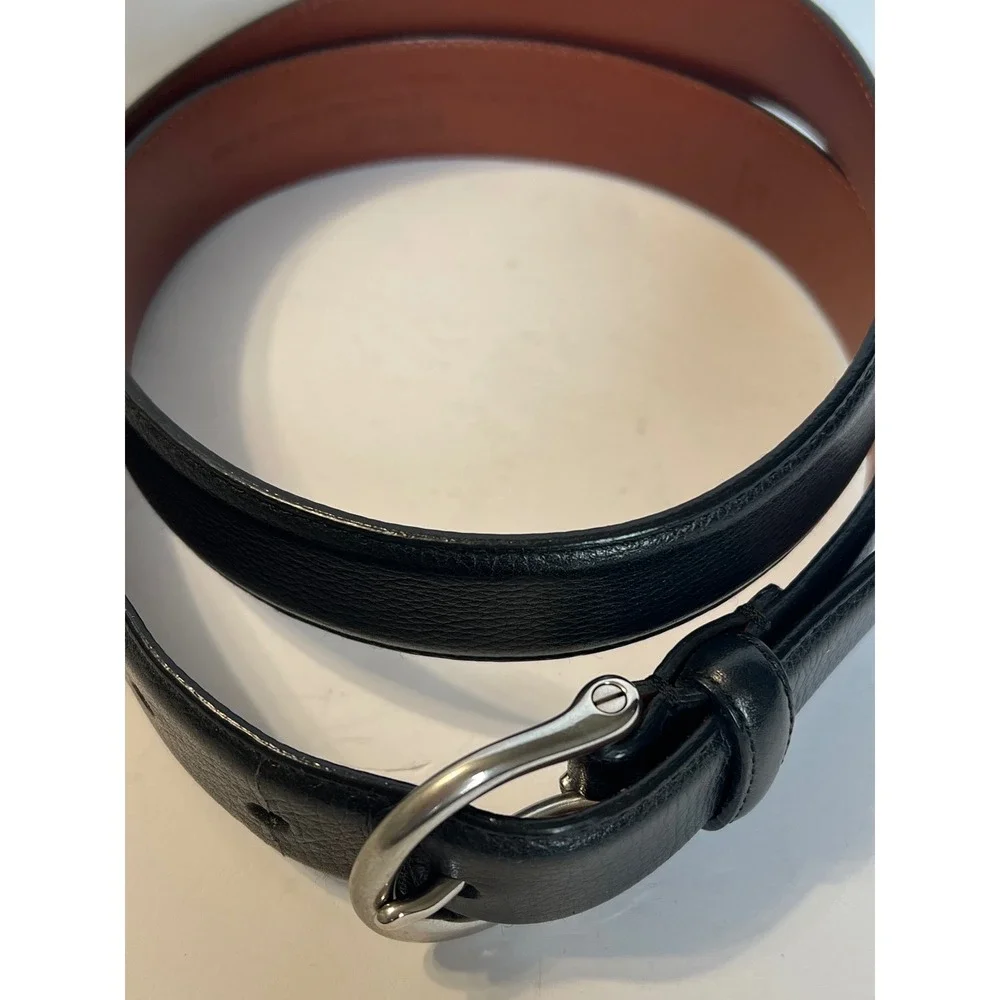 Coach Vintage Black Italian Calfskin Leather Belt 32 80cm Solid Brass Italy 3701